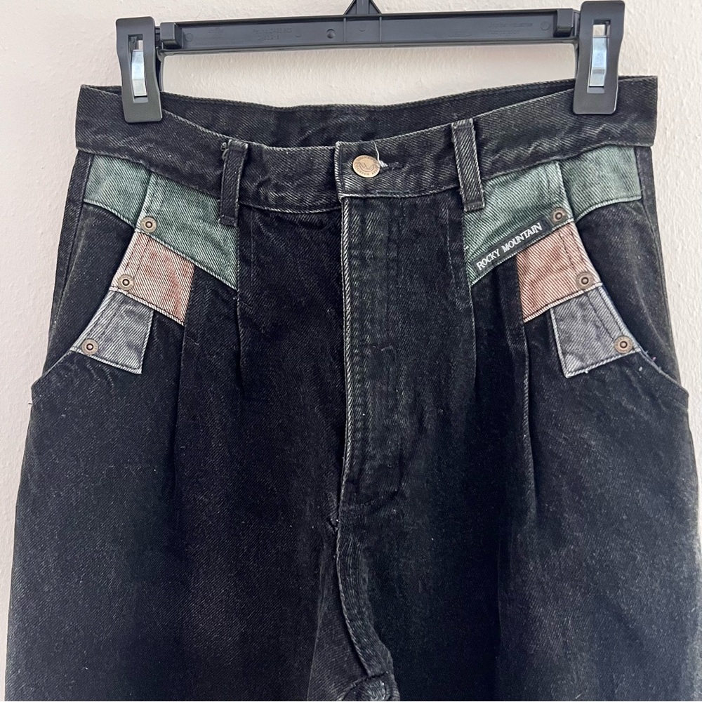 Vintage Rocky Mountain Rare Black Straight Cut Jeans Size 29/9 Cowboy Rodeo
